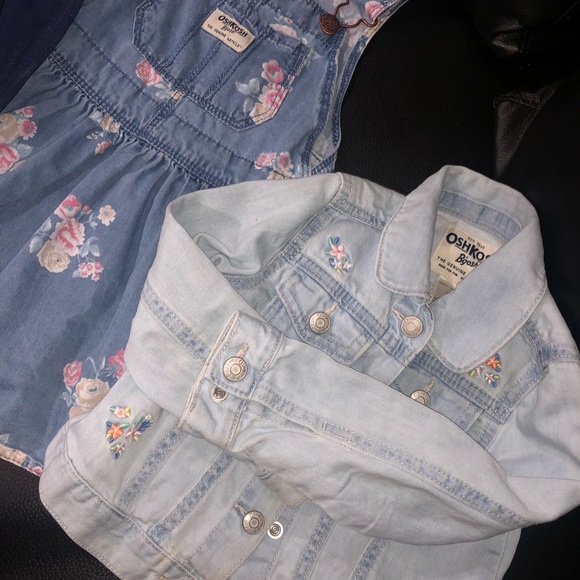 OSHKOSH B’GOSH Toddler Girl 3T Jean Material Bundle Jacket Dress Overall Dress - Picture 4 of 14